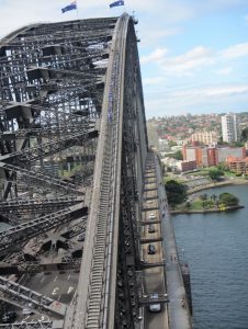 View of the Sydney Harbour Bridge from its pylon